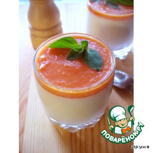 Овощная панна котта с сыром и томатном соусом