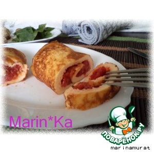 Яичный рулет с помидорами и орегано