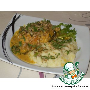 Кролик карри, тушенный с грибами