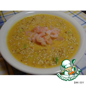 Суп с авокадо и креветками