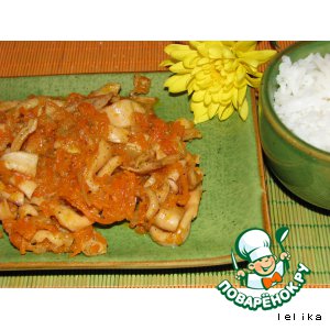 Кальмары с овощами