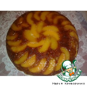 Постный персиковый пирог-перевeртыш