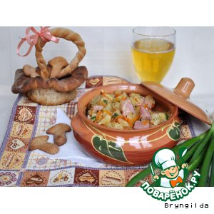 Квашеная капуста с копченой грудинкой  в пиве