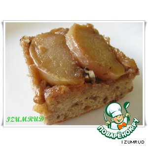Перевeрнутый кекс с яблоками и грецкими орехами