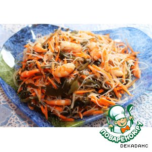 Салат с морской капустой и креветками