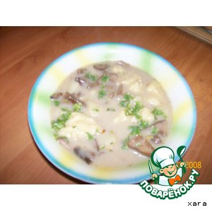 Грибной  суп с сыром и клецками