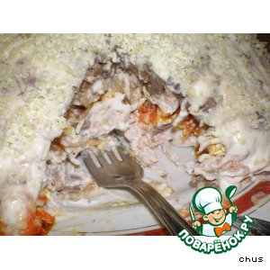 Салат куриный с шампиньонами и орехами