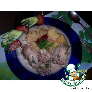 Жаркое из цыпленка с картофелем в лимонно-сливовом соусе