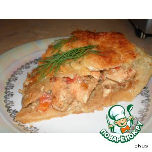 Слоеный пирог с курицей и грибочками
