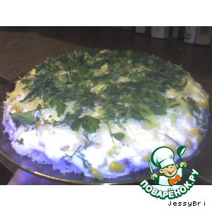 Слоеный салатик с грибами