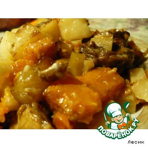 Мясо с тыквой и картофелем