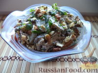 Печеночный салат с грибами