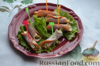Рулетики из ветчины с сыром и соленым огурцом
