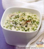 Соус из зеленого горошка и жемчужного лука
