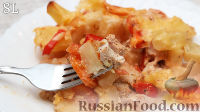 Картошка с курицей и овощами в пикантном соусе