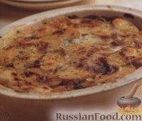 Картофель, запеченный с треской под молочным соусом