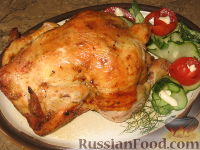 Курица на бутылке