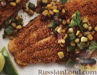 Сом жареный с овощным соте