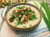 Хлебный суп с яйцом, сыром и луком