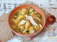 Суп с цветной капустой, кабачками и сладким перцем