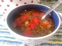 Куриный суп с лапшой, баклажанами и помидорами