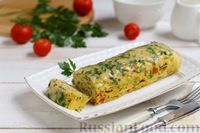 Омлет с кабачками, сыром, помидорами и зеленью