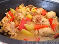 Курица с луком и сладким перцем (на сковороде)