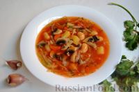 Постные щи с шампиньонами и фасолью