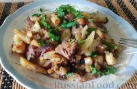 Жареный картофель с куриной печенью