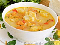Тыквенный суп с курицей, цветной капустой и сливочным сыром