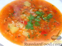 Томатный суп с рисом