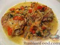 Курица с грибами и овощами в сметане
