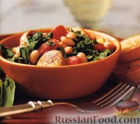 Быстрое рагу с колбасой и фасолью