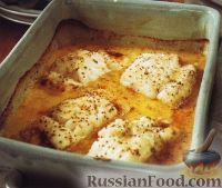 Треска, запеченная в сырном соусе