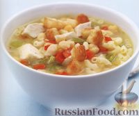 Куриный суп с макаронами и турецким горохом
